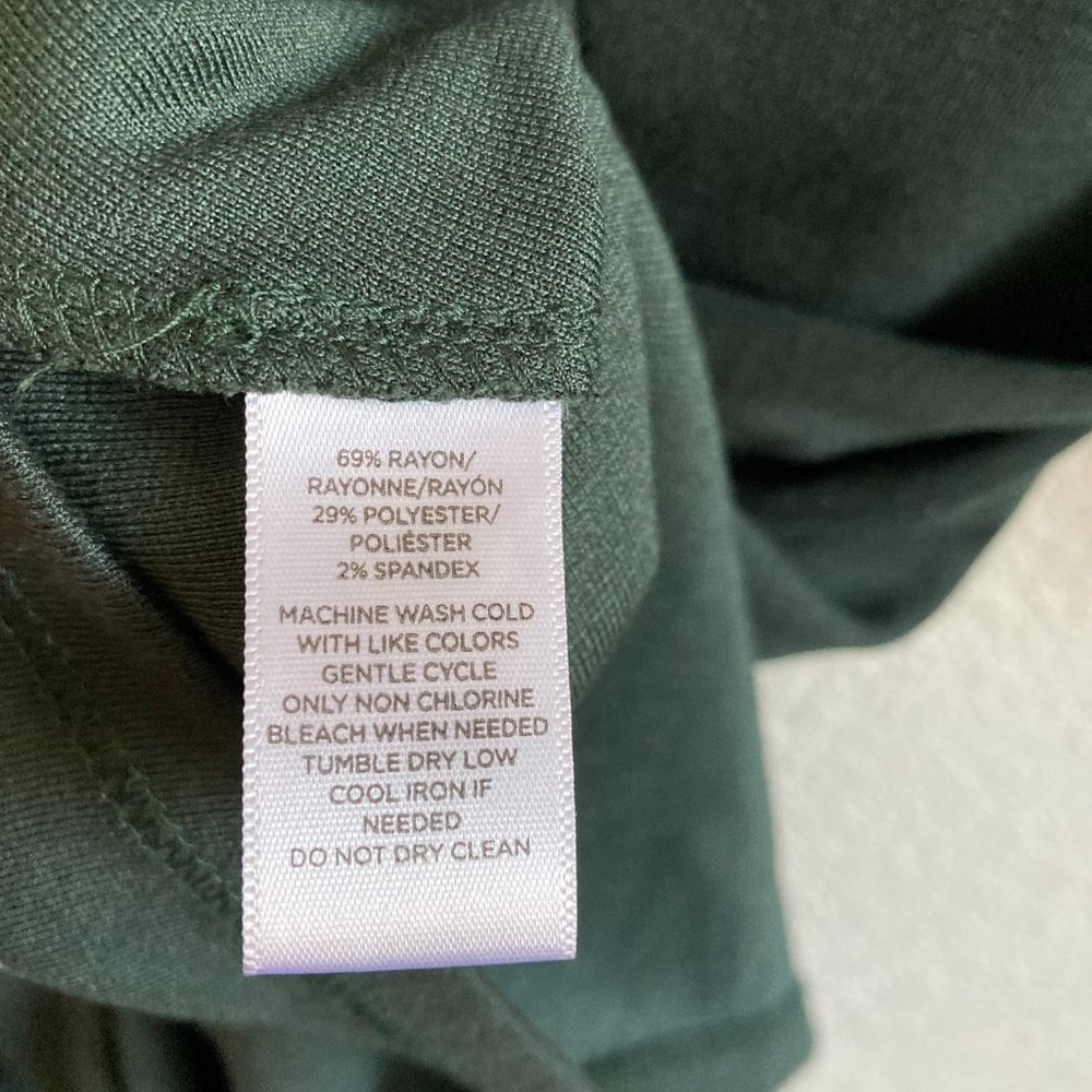 LOFT Long Botton Sleeve Dark Forest Green Dress - Picture 9 of 9